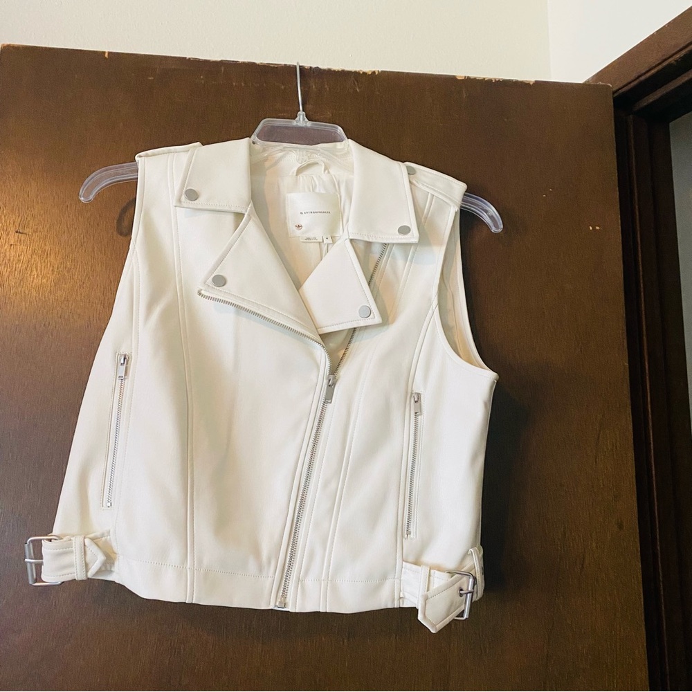 Anthropologie White Moto Vest